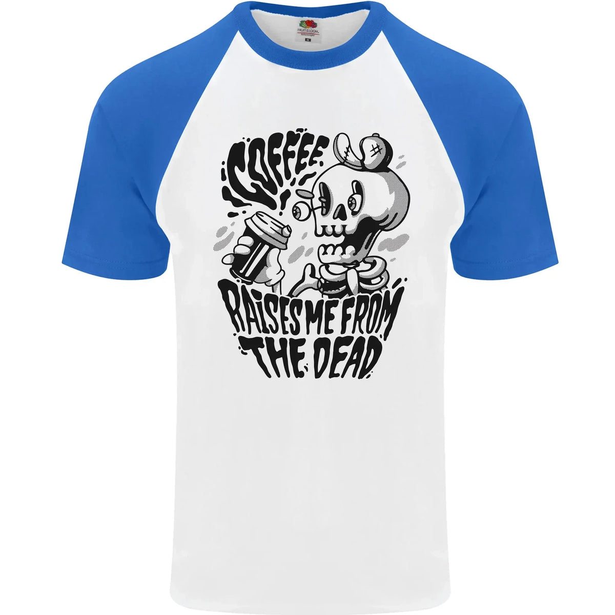 Coffee Raises Me from the Dead Skull Mens S/S Baseball Unisex , , , Long Sleeve Tee