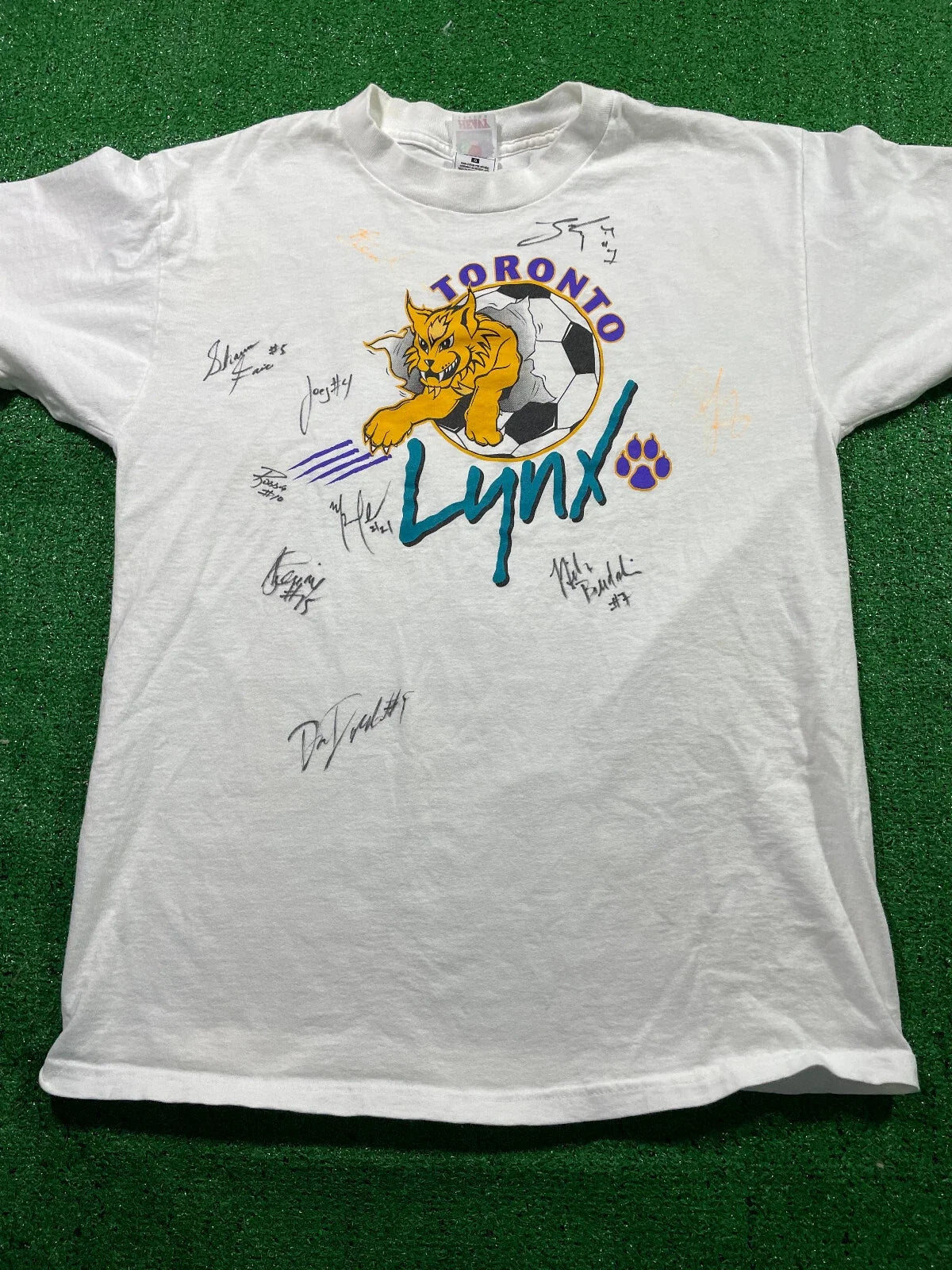 Vtg 90s Toronto Lynx Sz Large White USL Soccer Worn Signed Unisex , , , Long Sleeve Tee