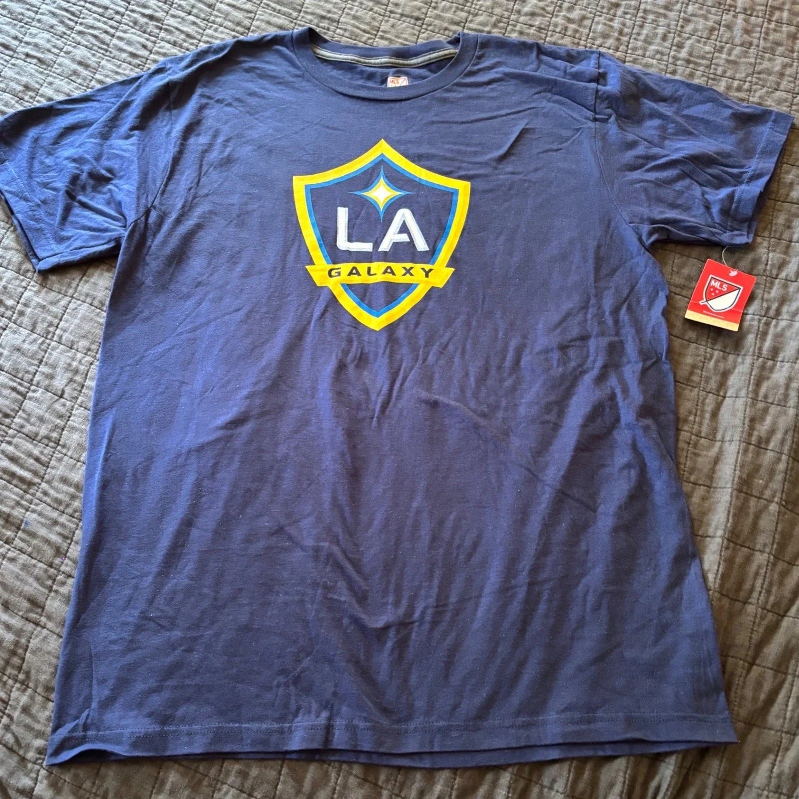 LA Galaxy MLS Soccer Adult Large Blue Short Sleeve Crew Neck Tee NWT Unisex , , , Long Sleeve Tee