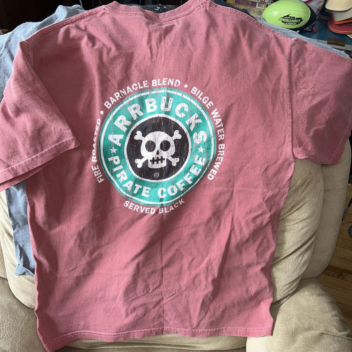 Arrbucks Pirate Coffee Cayman Islands Red Unisex size L Unisex , , , Long Sleeve Tee