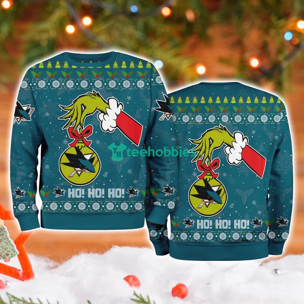 San Jose Sharks Grinch Hand Ugly Christmas Sweater 3D