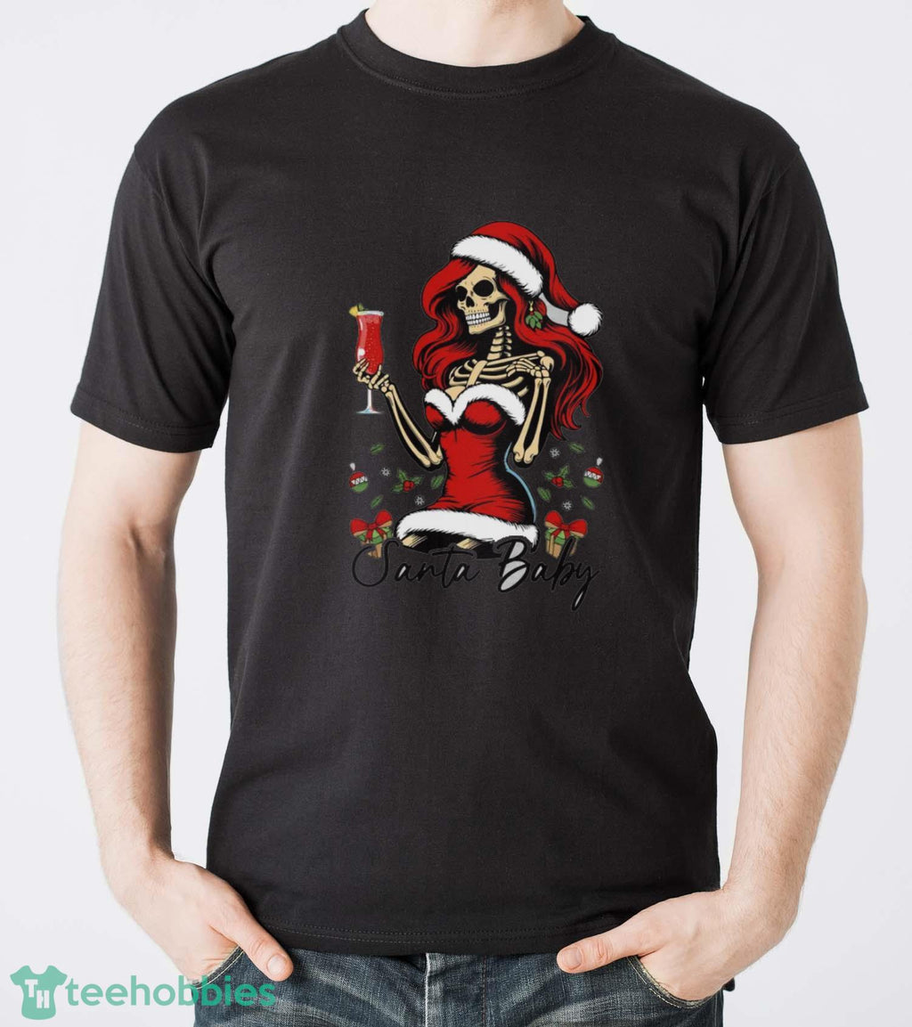 Santa Baby Red Haired Skeleton Sweatshirt, Gothic Christmas Hoodie, Edgy Xmas Shirt