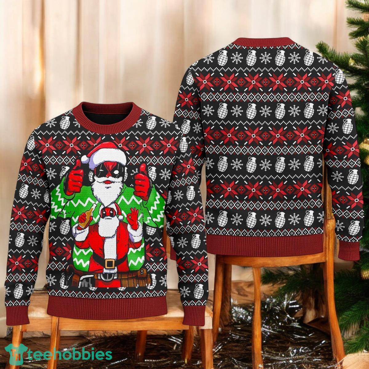 Santa Deadpool Christmas Ugly Xmas Holiday Sweater Superhero Christmas Sweater Deadpool Xmas Holiday