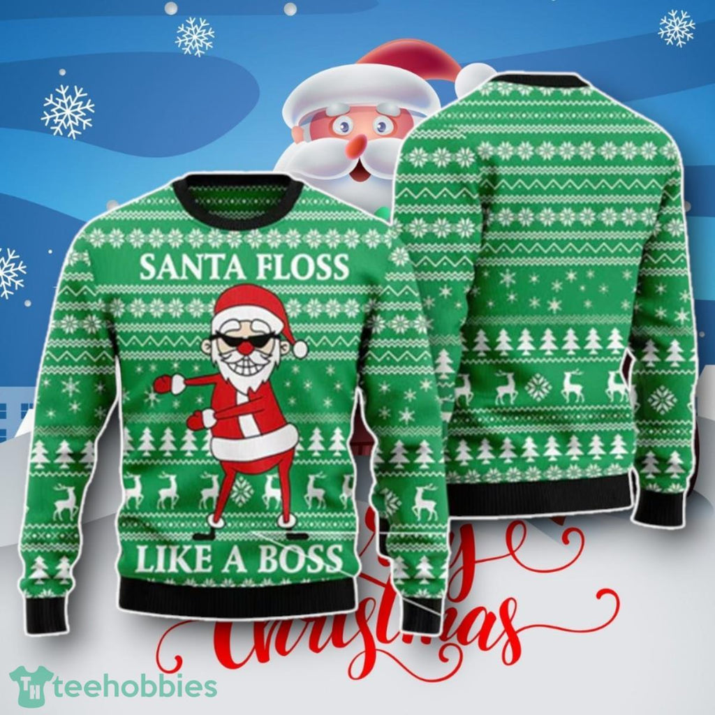 Santa Floss Like A Boss Ugly Christmas 3D Sweater Unique Gift