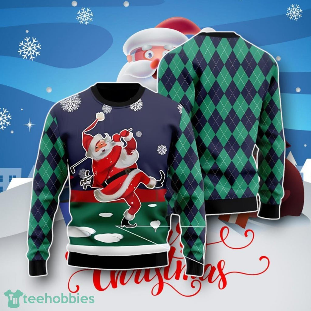Santa Golfered 3D Ugly Christmas Sweater Unique Gift