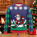 Santa Hockey Christmas Sweater Funny Ice Hockey Santa Xmas
