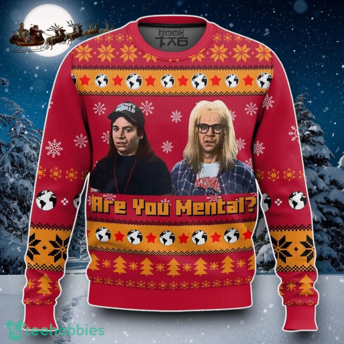 Saturday Night Live-Wayne’s World Are You Mental Christmas Ugly Sweater Special Gift