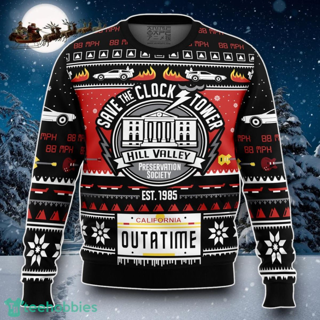 Save The Clock Tower Back To The Future Ugly Christmas Sweater Special Gift