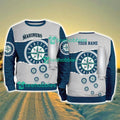Seattle Mariners MLB Sporty Color Custom Name Christmas Ugly Sweater Gift For Fans