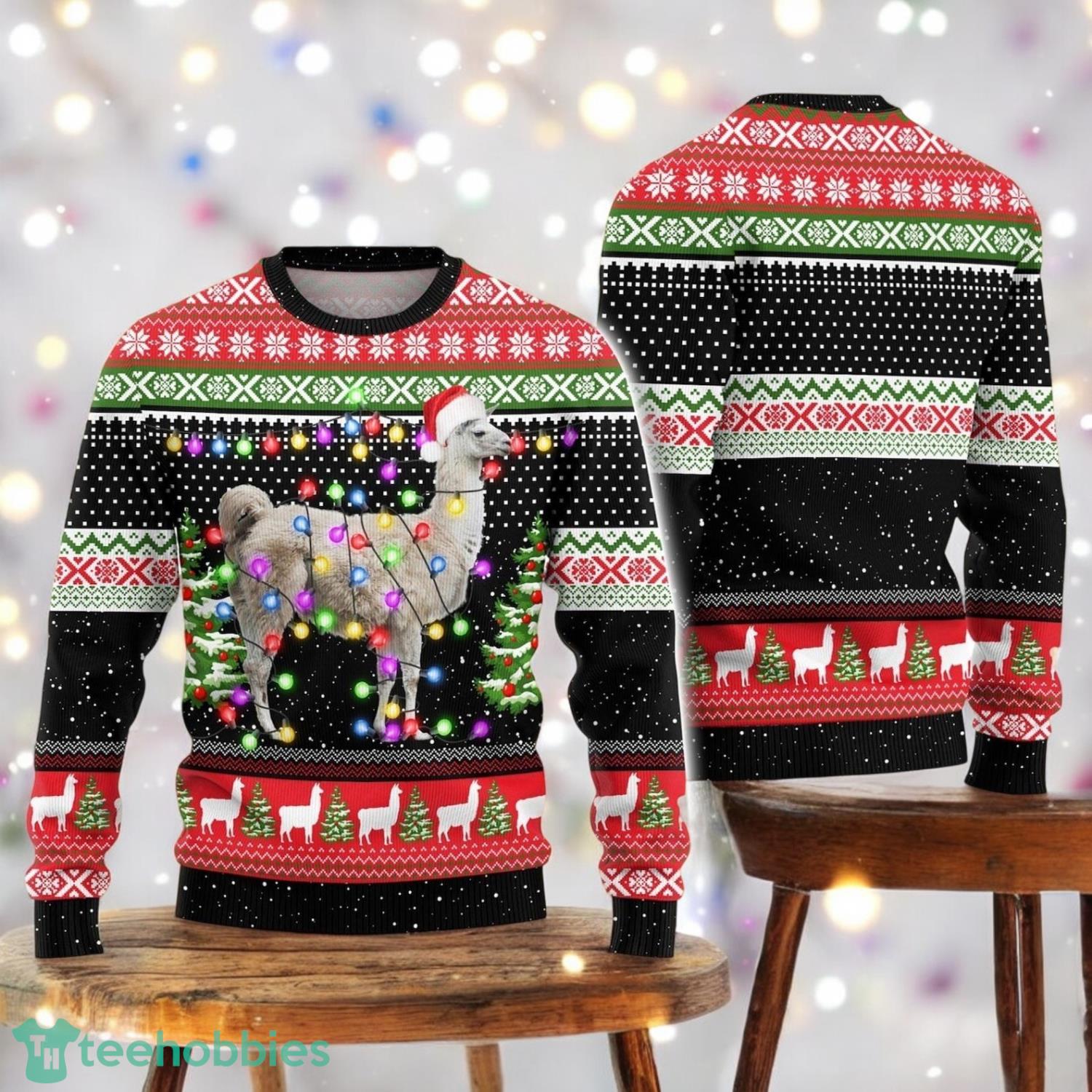 Sheep Santa Hat Christmas Lights Ugly Sweater Sheep Lover Xmas Sweater Christmas Gift