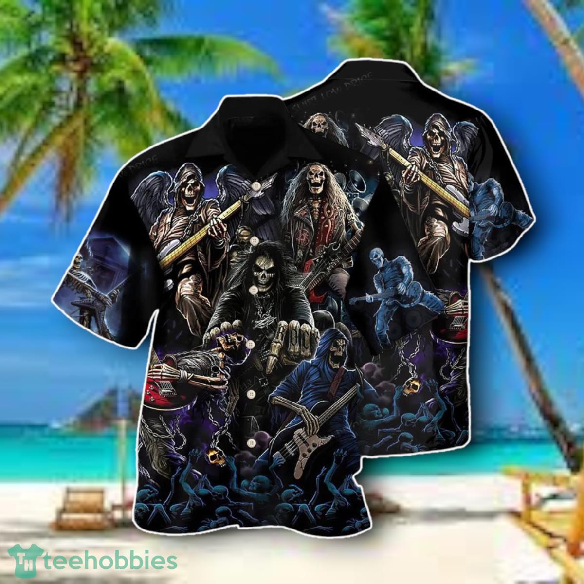 Skull Guitar Hawaiian Shirt Style Gift