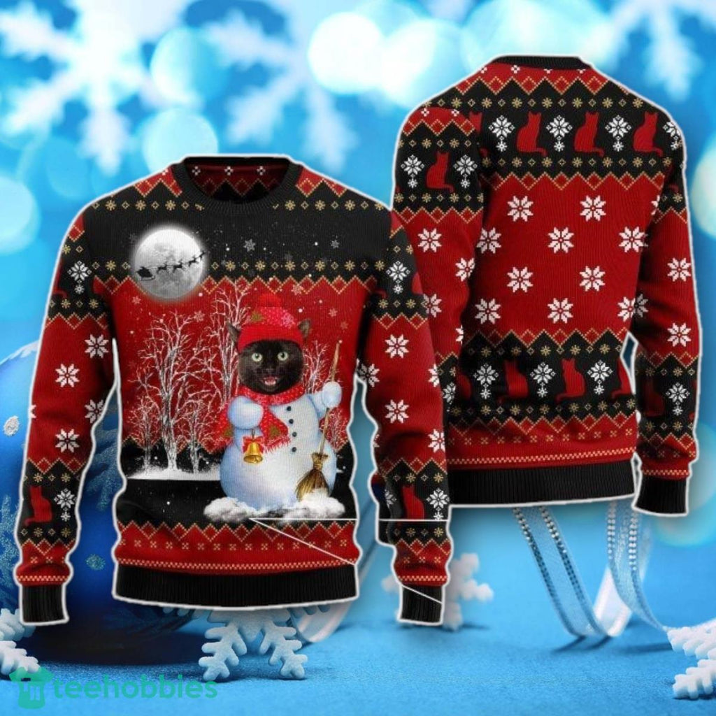 Snowman Cat Pattern Ugly Christmas Sweater Unique Gift