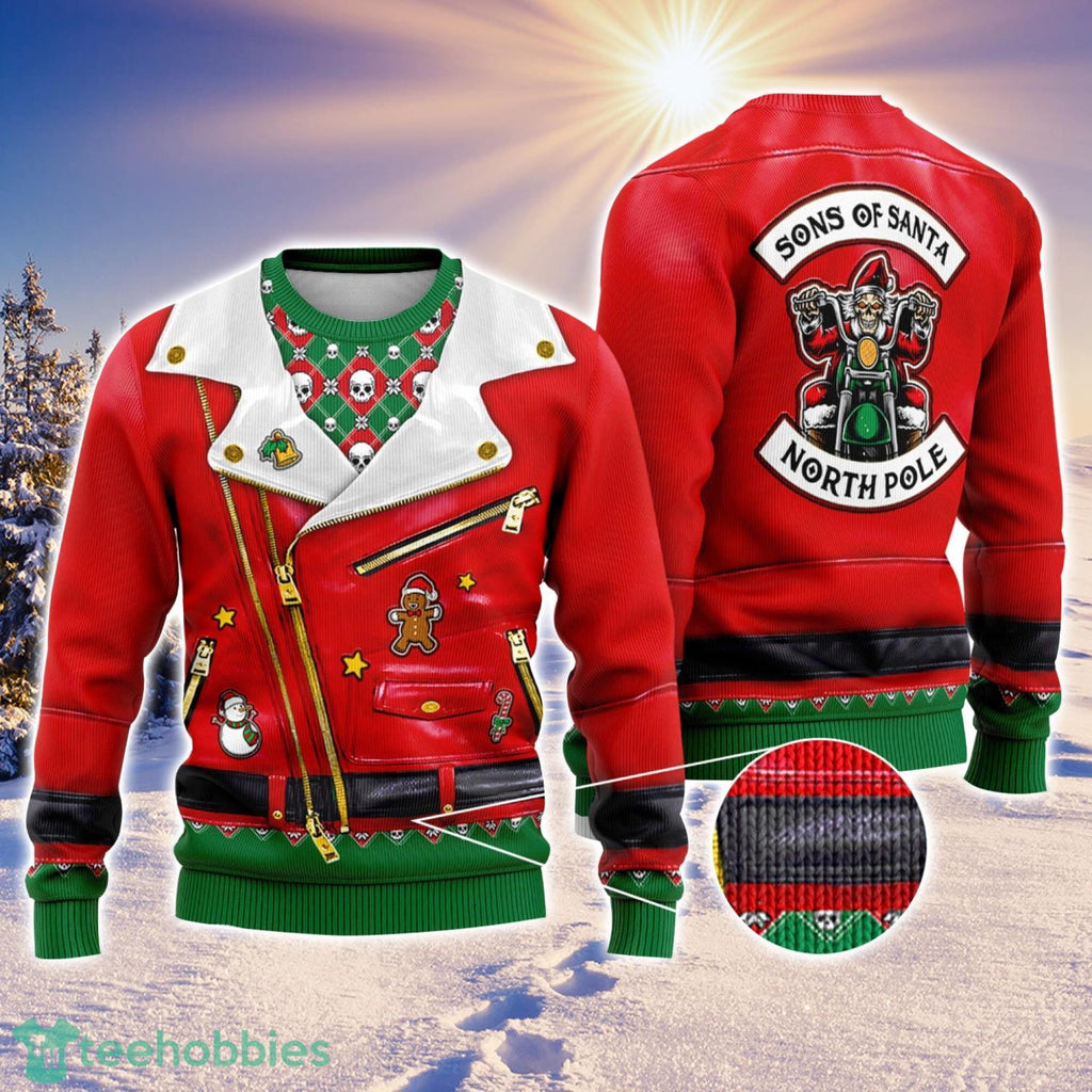 Son of Motocylce Club Biker Lover Ugly Christmas Sweater Holiday Gift
