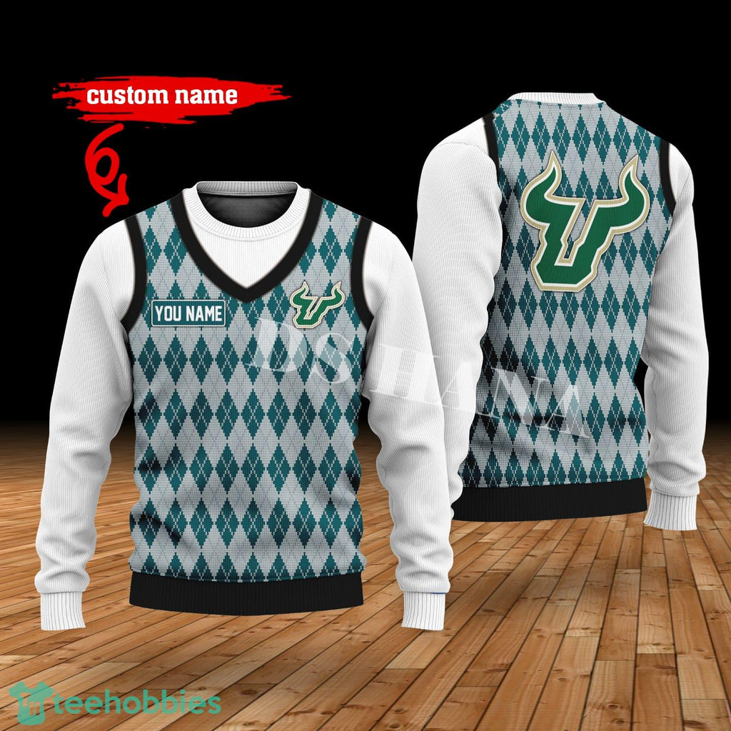 South Florida Bulls Custom Name New Style Sweater Ghile Style 3D Print Christmas Sweater