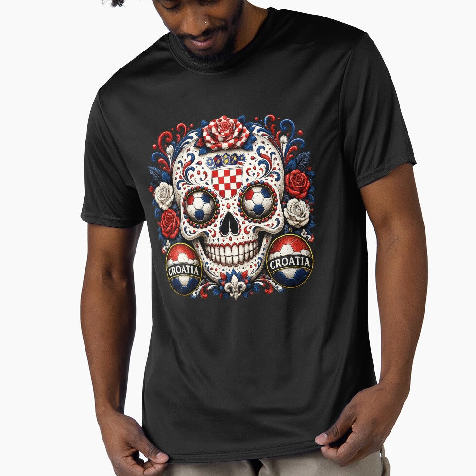Croatia Soccer Skull by ShadowLabStudio Unisex , , , Long Sleeve Tee