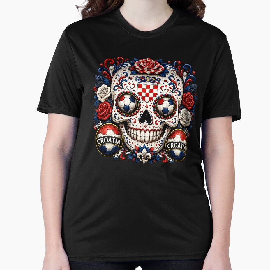Croatia Soccer Skull by ShadowLabStudio Unisex , , , Long Sleeve Tee