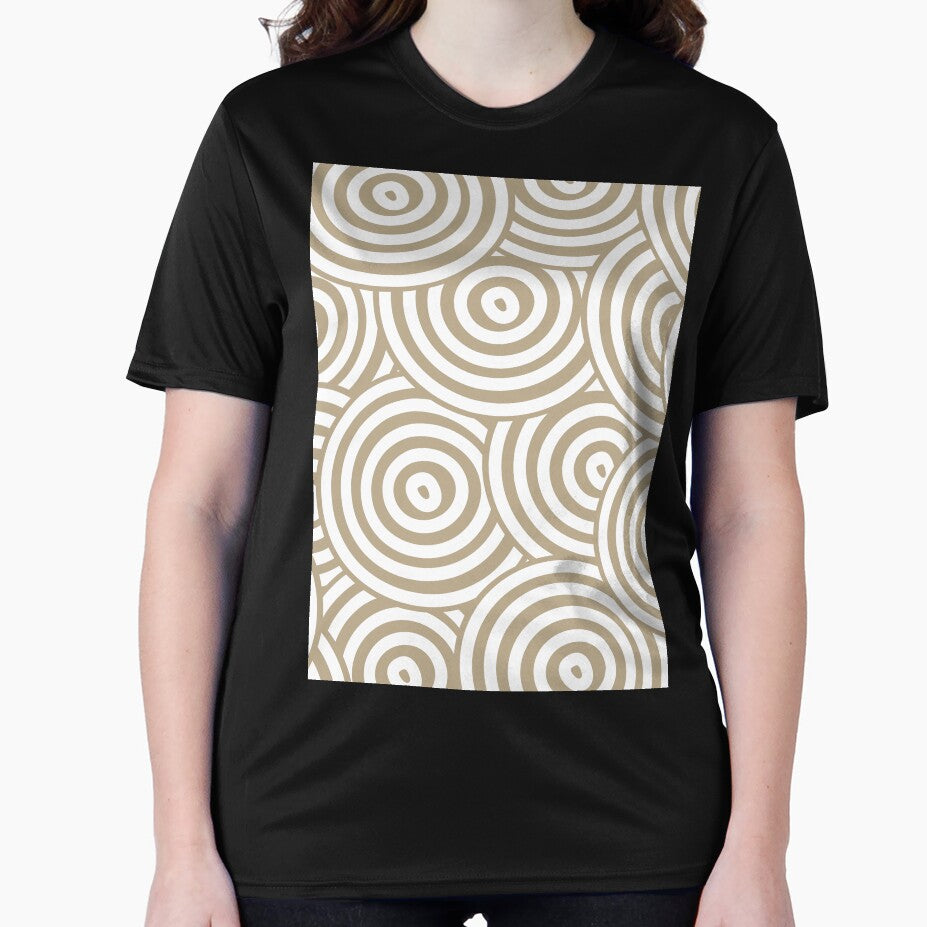 Tan and White Hypnotic Circle Pattern Pairs DE 2022 Trending Color Bamboo Screen DE6193 by ColorOfTheYears