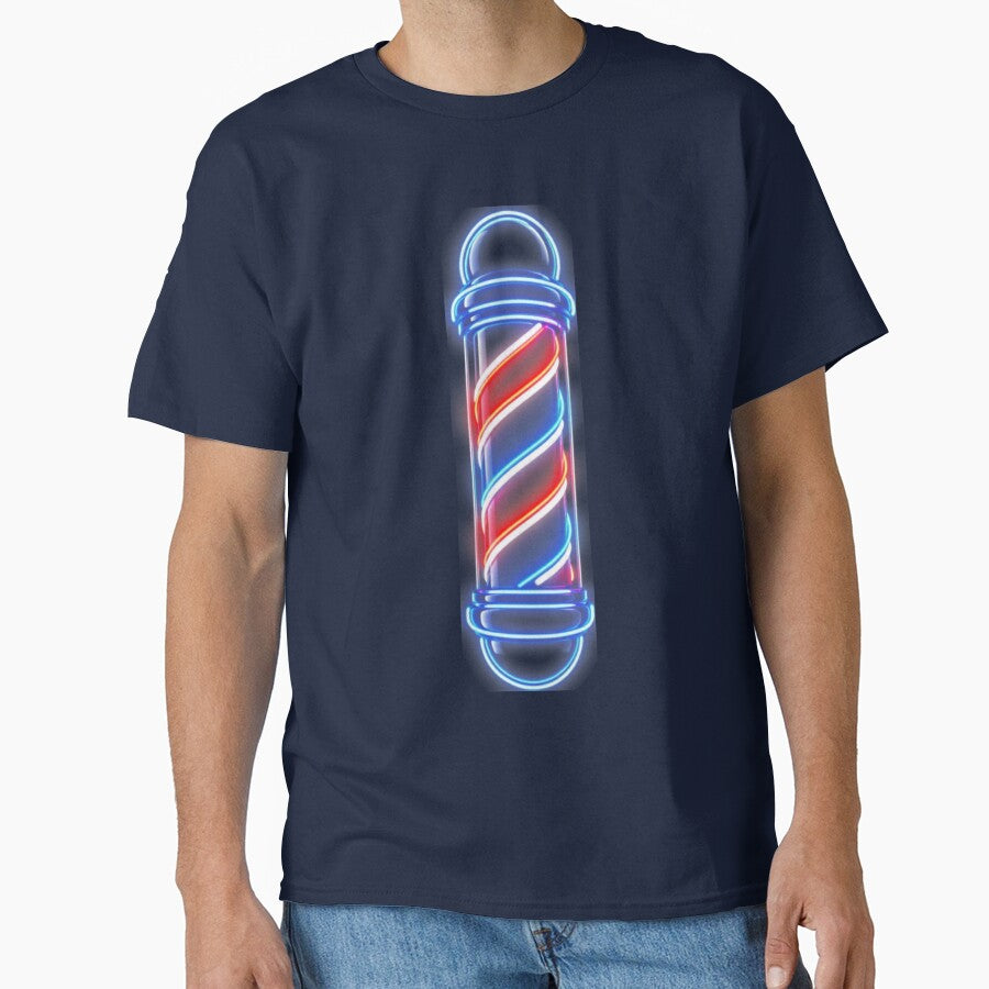 Glowing Neon Barber Pole Retro Vintage Design by Barber MD Culture