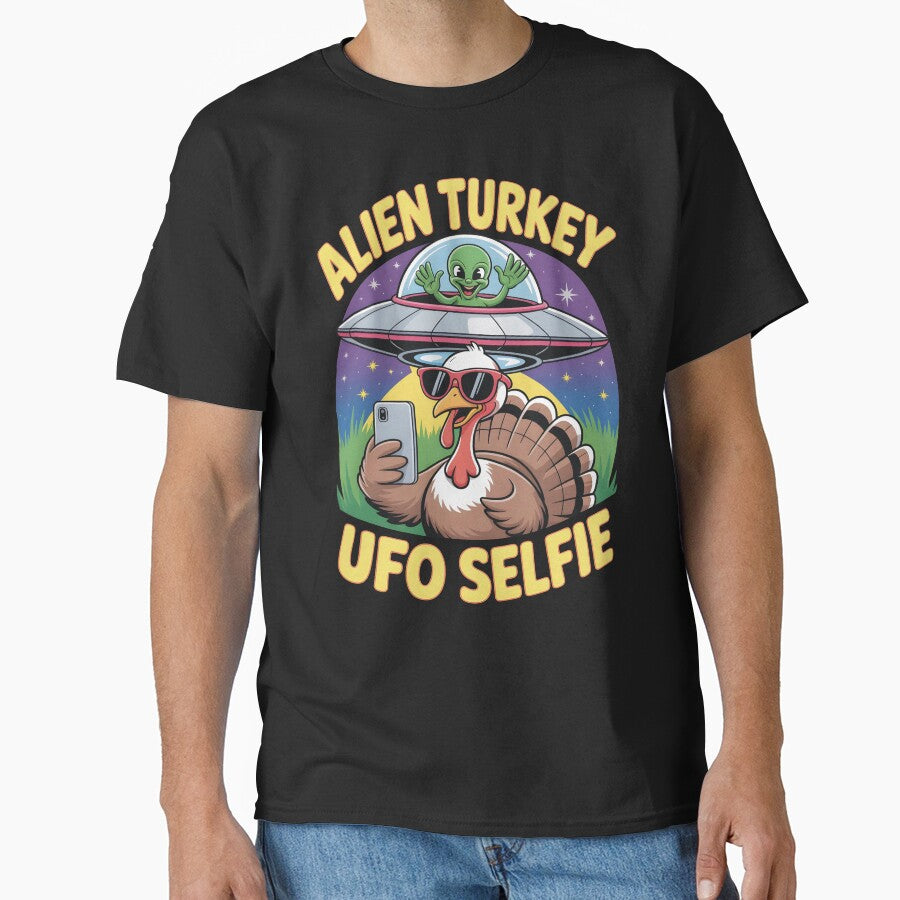 Alien Turkey UFO Selfie Funny Christmas Gift Idea by SkymarArt