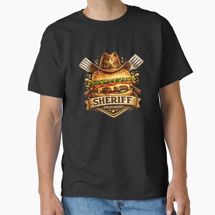Sheriff Delicious: Cowboy BBQ Cheeseburger Western Rodeo Design by irfanshikh
