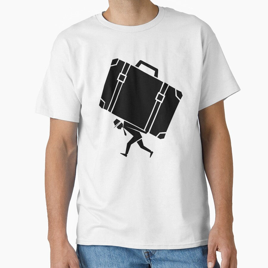 Geometric Person Carrying Oversized Suitcase by matybrak