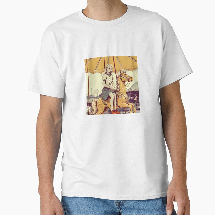 The vintage girl on a carousel ( White Color ) by SMALL BEAR ART