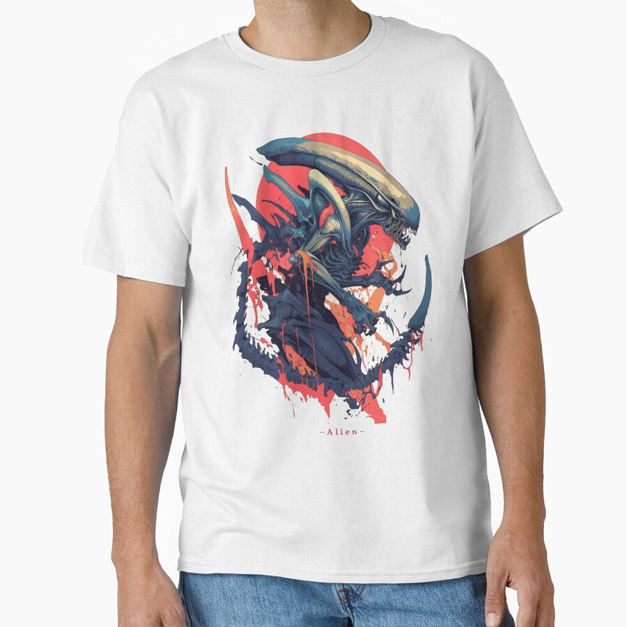 Xenomorph from Alien and Romulus by Senpaiwaves Unisex , , , Long Sleeve Tee