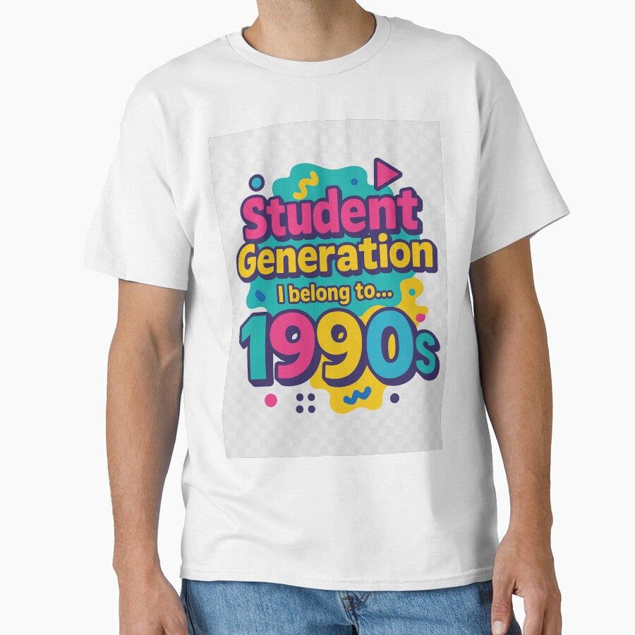 Student Generation T‑Shirt – 1990s Decade Back Print by Artist-shirt12