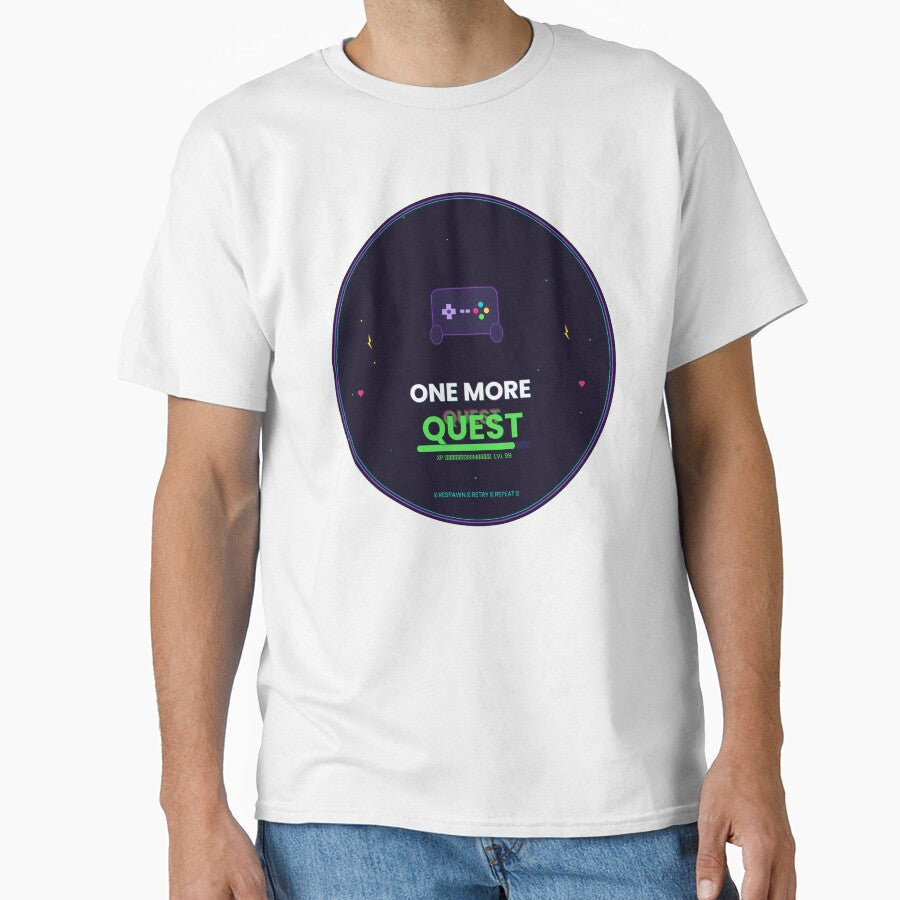 One More Quest Retro Neon Gamer Controller Design by Petal & Pixel Co
