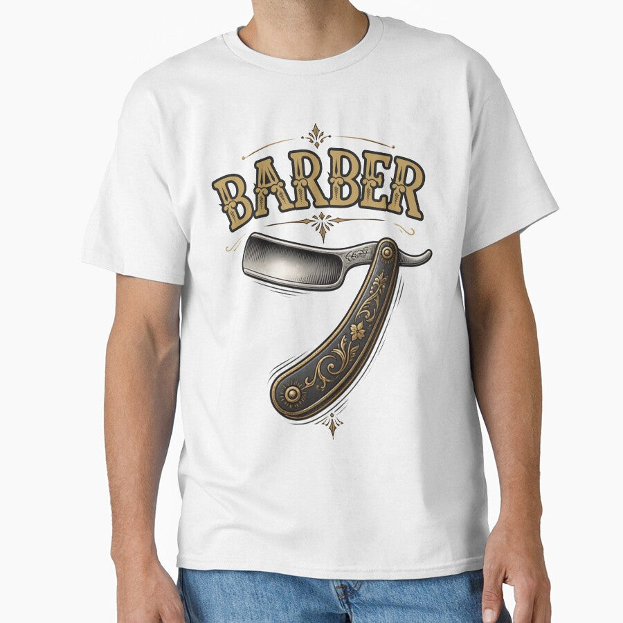 Retro Barber Block Typography and Vintage Straight Razor by Barber MD Culture