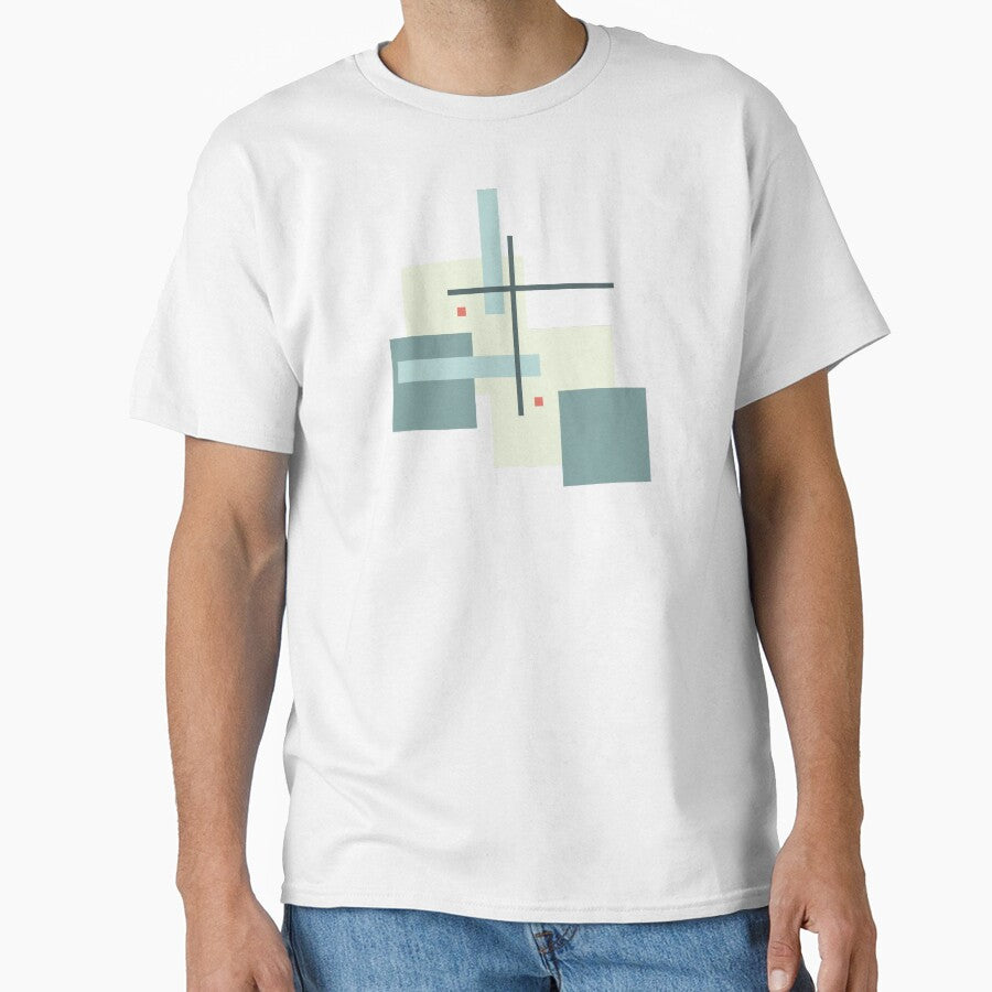 Suprematist art composition blue squares and red circles by Vela Barrera