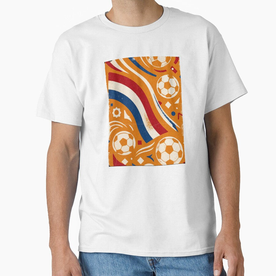 Netherlands Retro Pattern | Vintage Oranje All-Over Print Soccer Design by Nexus Space Unisex , , , Long Sleeve Tee