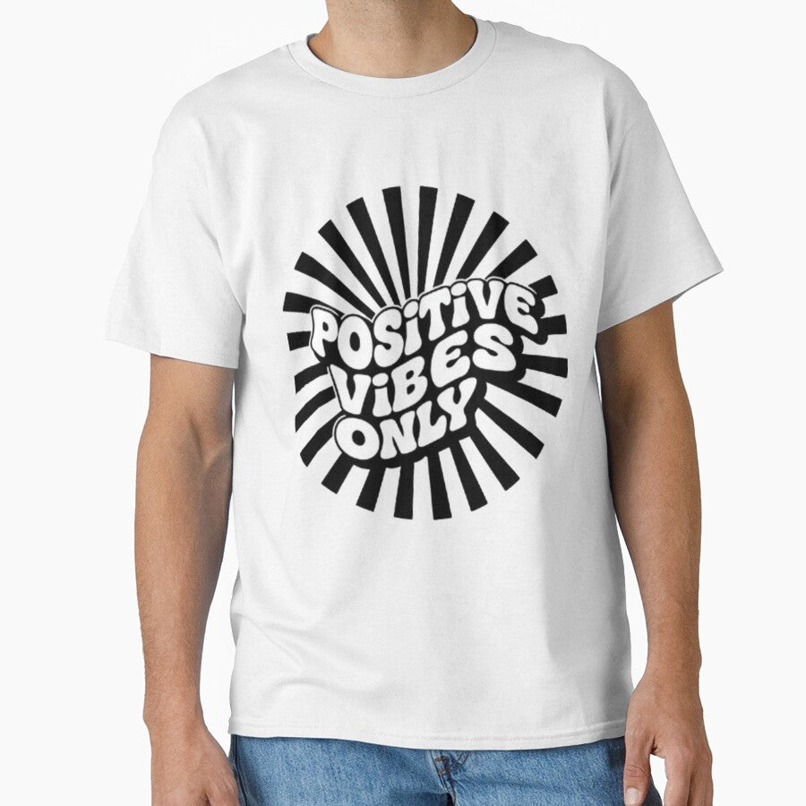 Retro 70s Positive Vibes Only Rainbow Sunburst Typography by zdzdesigner