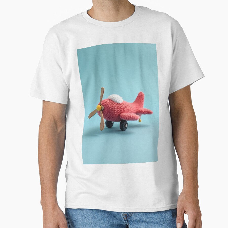 Crocheted red toy airplane on blue by Mianku | Für das Leben