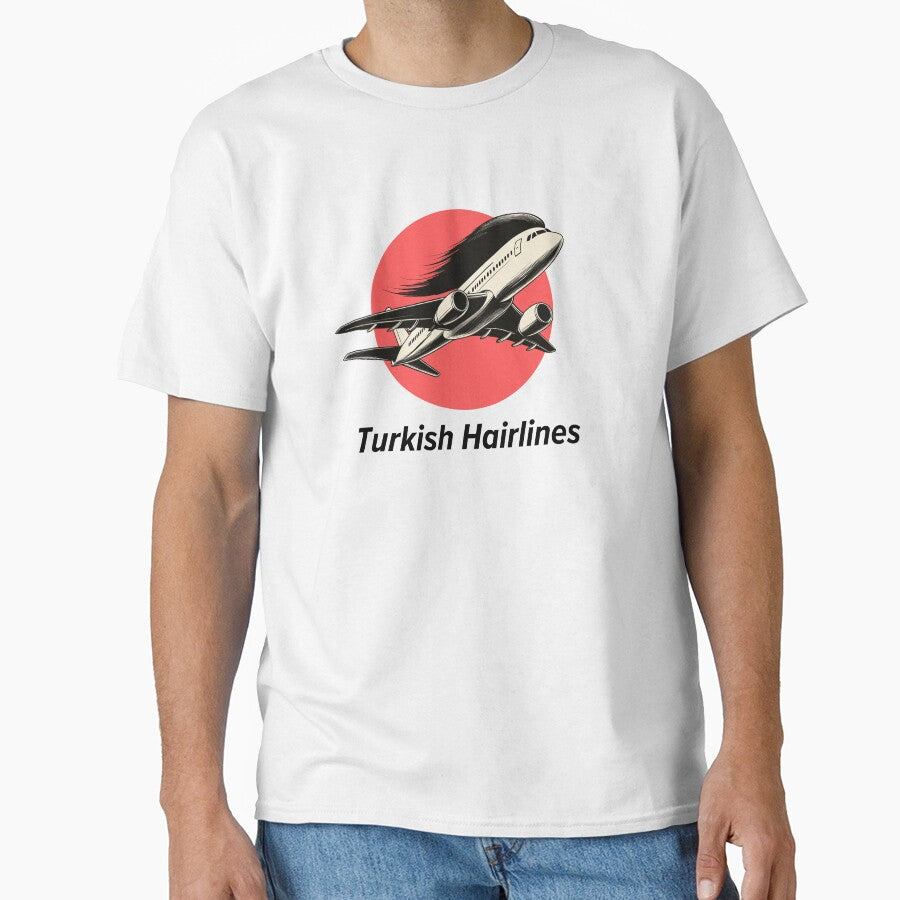 Turkish Hairlines T-Shirt | Funny Hair Transplant Design | Aviation & Humor Graphic Tee | Unique Gift for Travelers by Loffartdesign