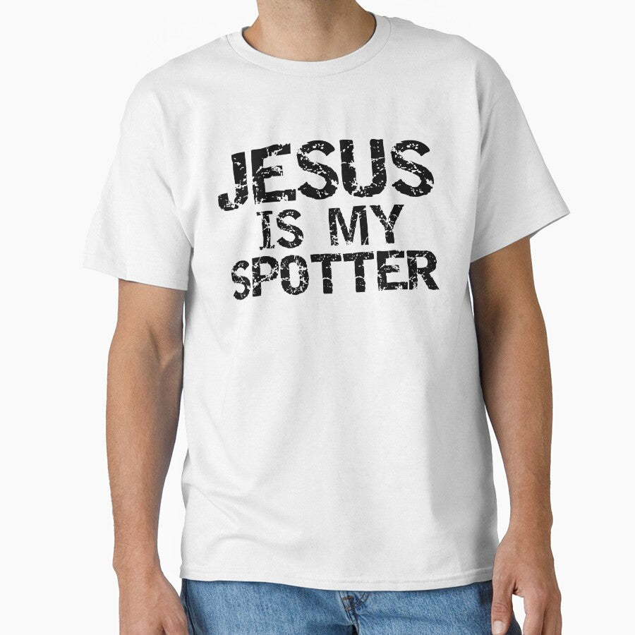 Funny Jesus is My Spotter Funny Workout Quote by TNDesignStudio