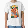 Beautiful Classy Woman In Hat On A Beach With Palm Trees Eating Hot Summer Fruits Stylish Painting by TriniTeeClub