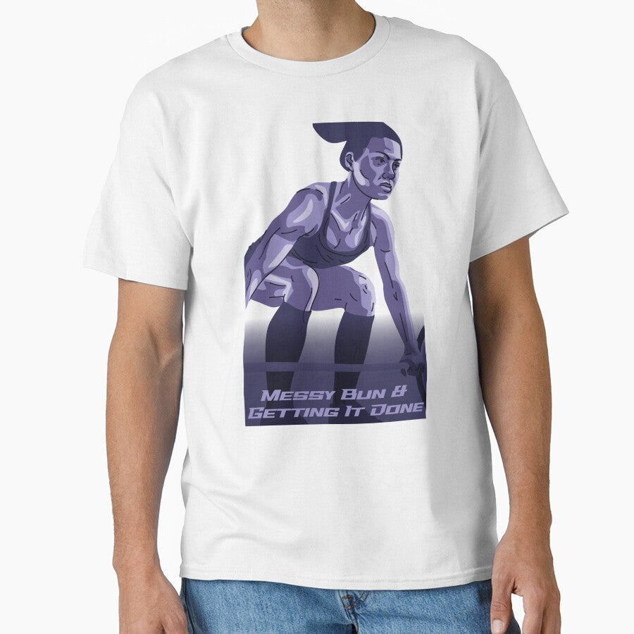 Motivational Unisex Heavy Cotton Tee, Perfect for Athletes, Gym Lovers, Casual Wear, Gift for Fitness, Messy Bun & Getting It - Gym Clothes by UsandCoDesigns