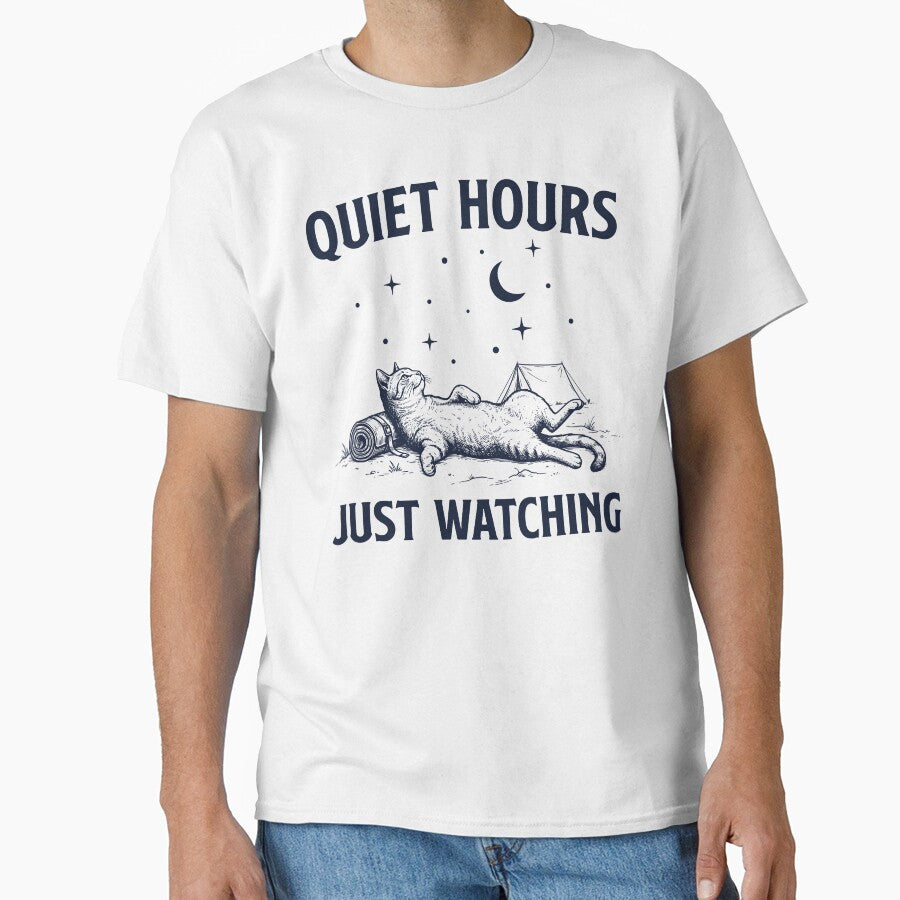 Cat Calm Camping Design, Quiet Night Illustration by TeeVerse27