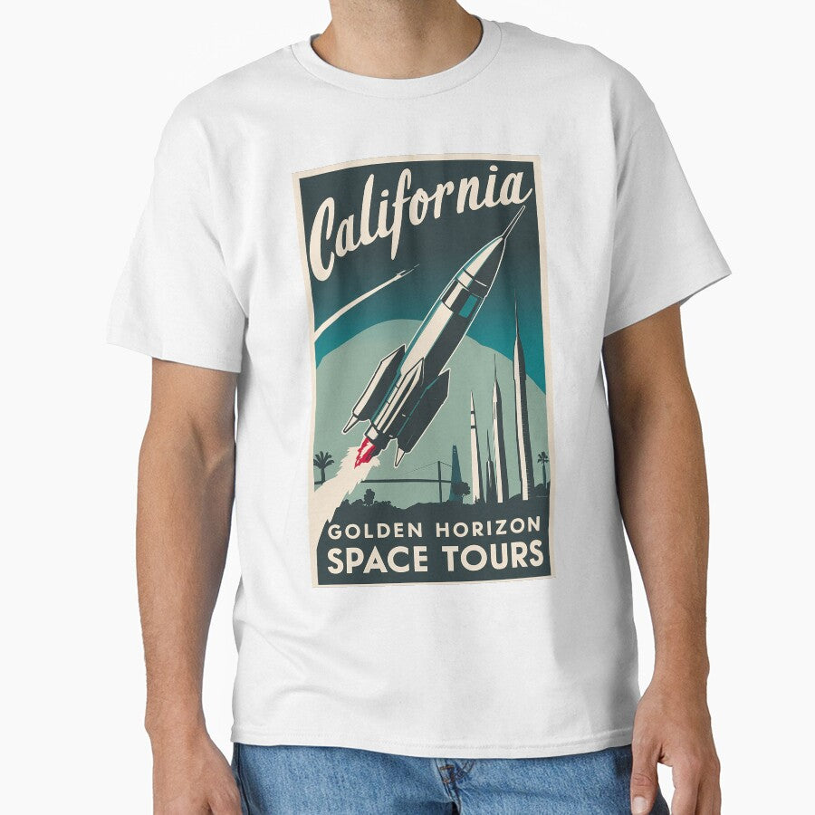California Golden Horizon Space Tours - Retro Vintage Rocket Adventures by 3MillsDesign