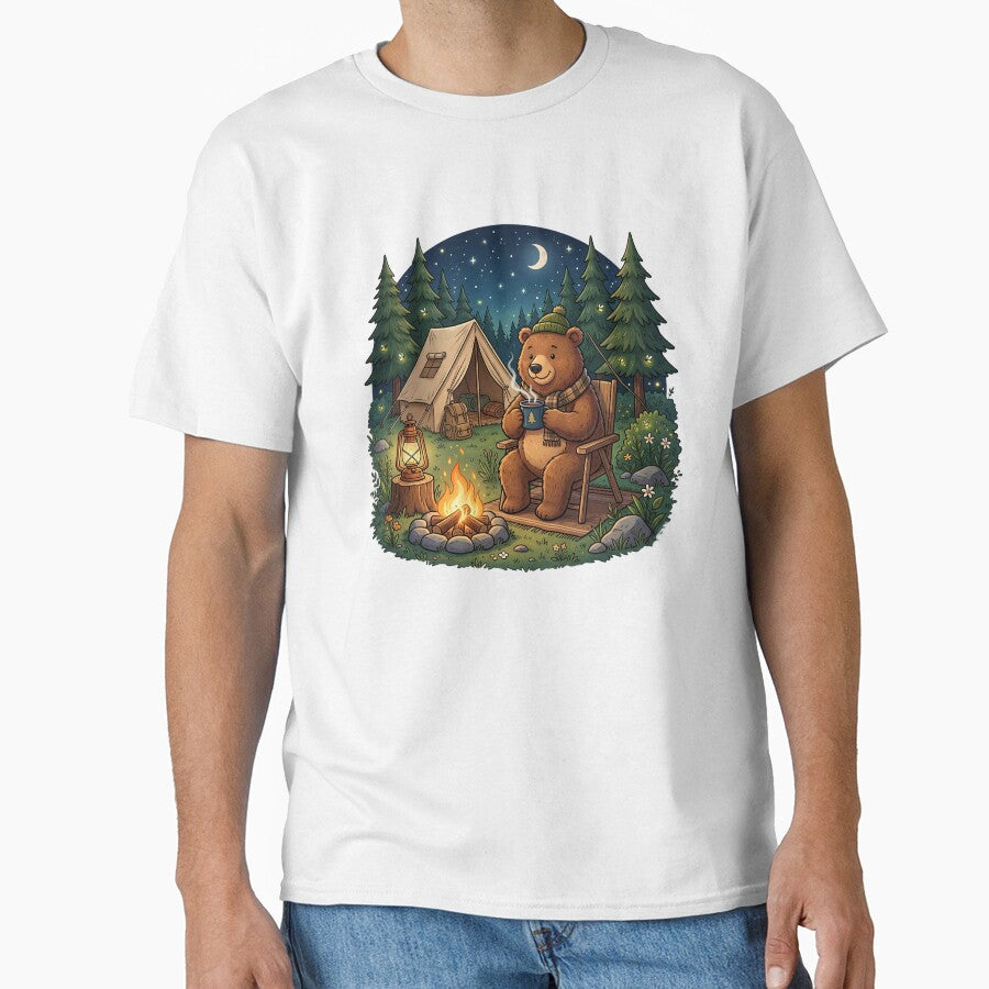 Cute Bear Campfire Night Forest. by HorrorInkStudio