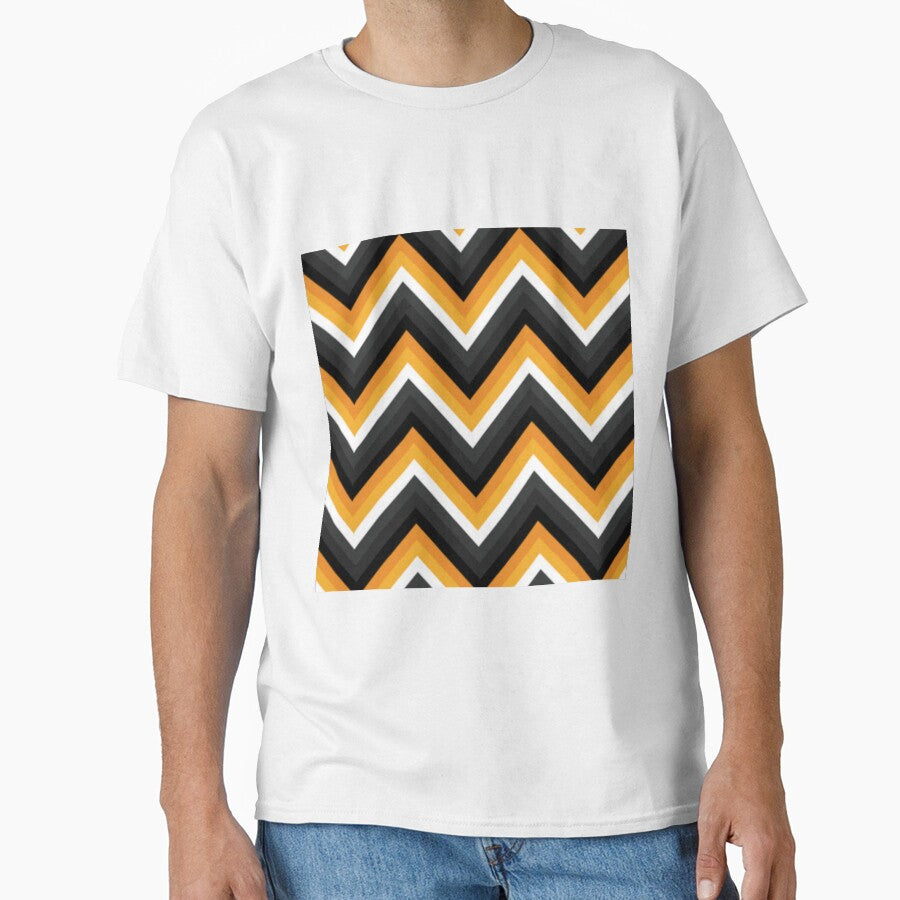Halloween Colors Abstract Zigzag Pattern. Geometrical Orange, Black, White Zigzag by silviaol