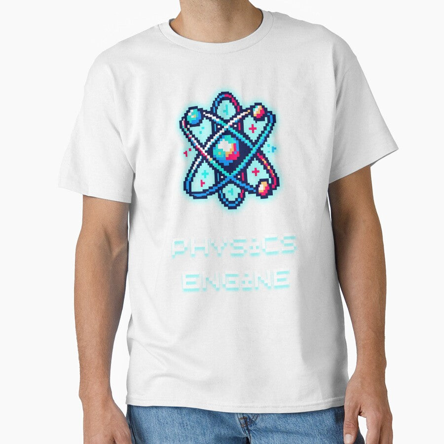 Physics Engine - Neon Blue Atom Symbol Pixel Art by JonyDG