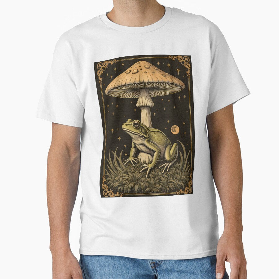 Frog and mushroom in the forest at night - goblincore dark forest cottagecore nature by Fantasy Cache