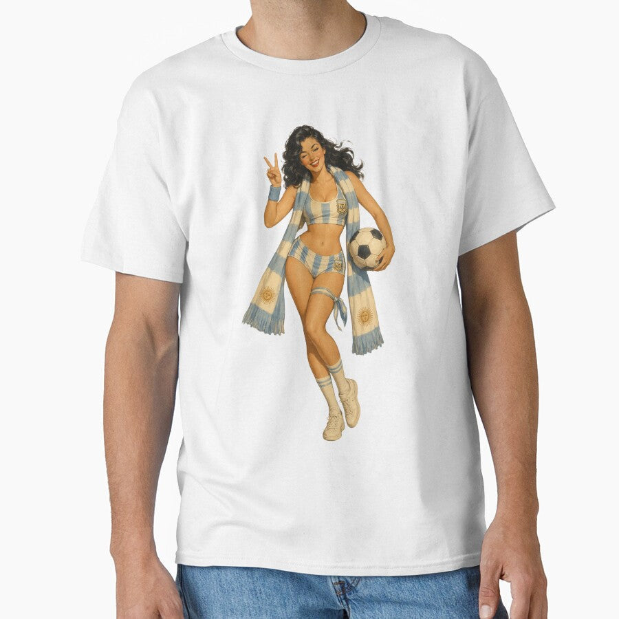 Vintage Football Fan Pinup – Retro Soccer Spirit Girl by Cosplayvintage Unisex , , , Long Sleeve Tee