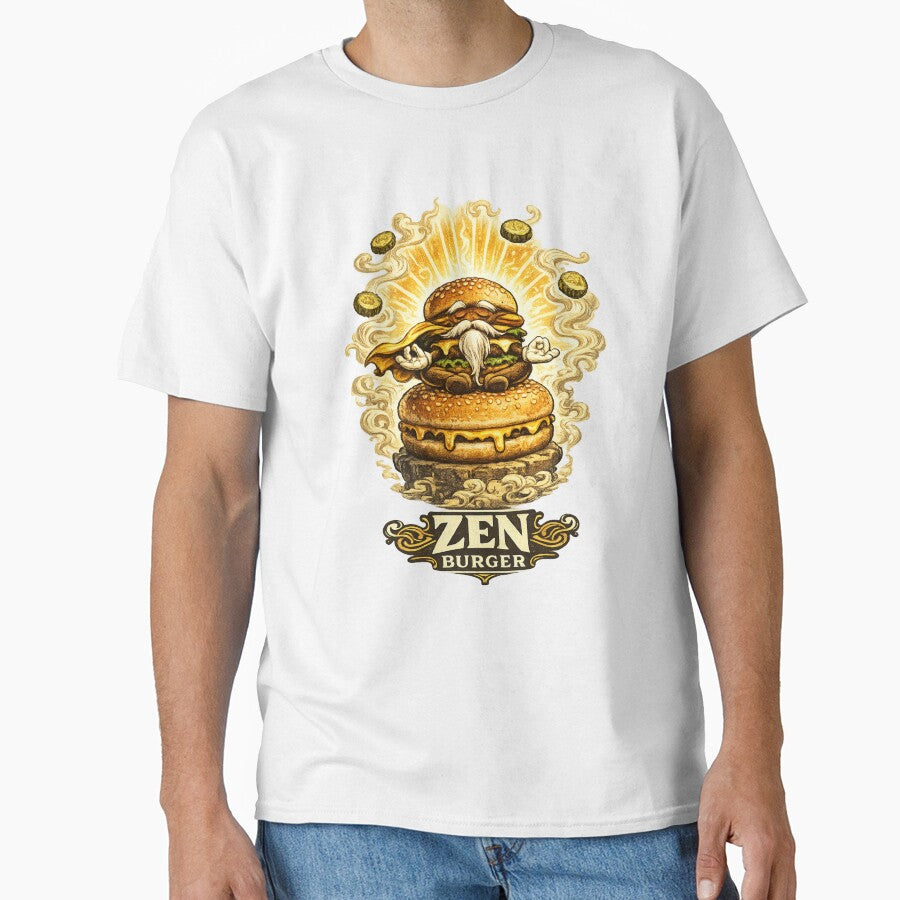Zen Burger Funny Meditating Cheeseburger Vintage Food Graphic by irfanshikh