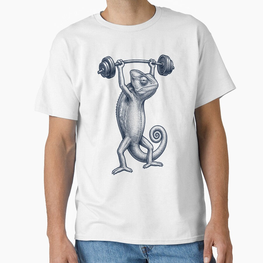 Vintage Chameleon Weightlifting Deadlift Gym Animal Lover by DoodleTortle