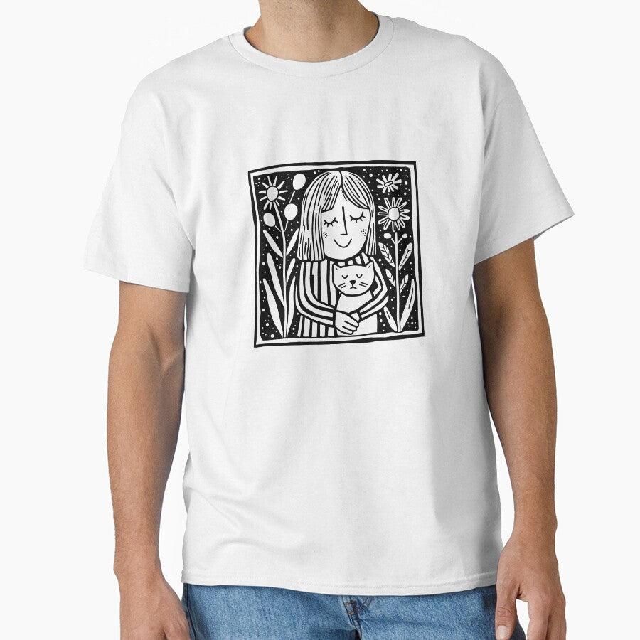 Cat Mom and Kitten Design - Elegant Line Art Illustration for Cat Lovers and Unique Gifts by House Of Roza