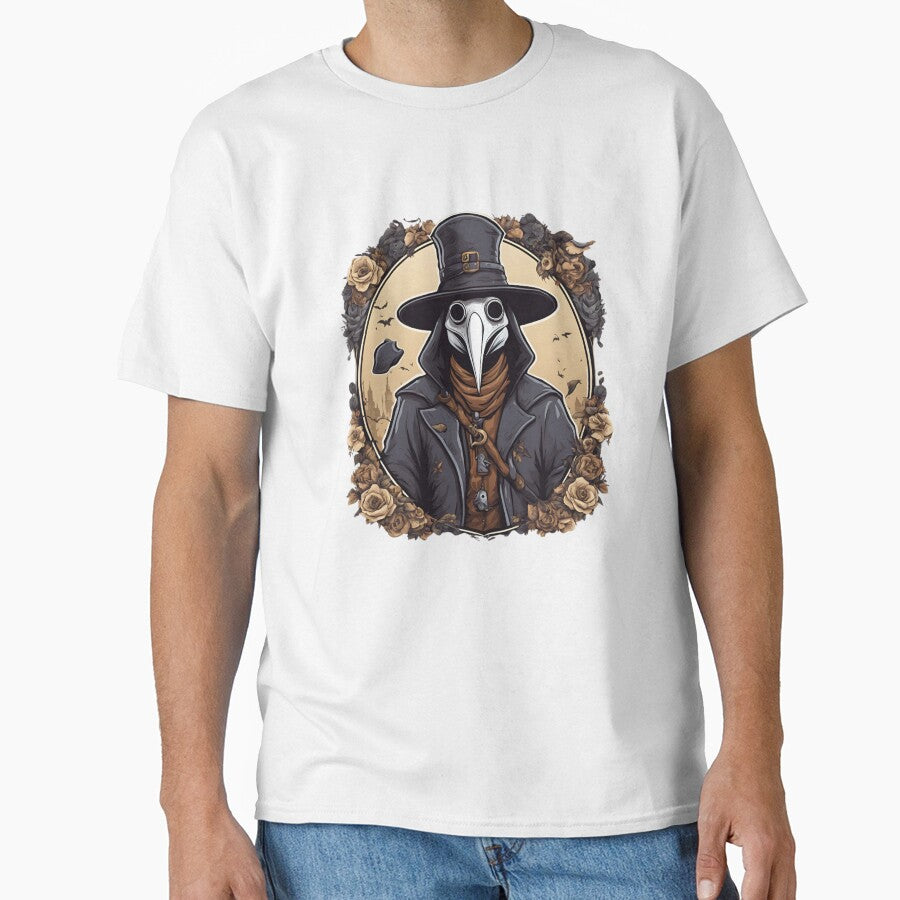 Plague Doctor with Roses – Gothic Vintage Illustration by Wizard Cat Creations