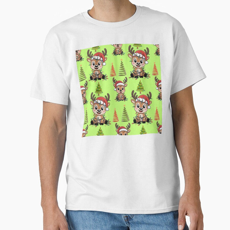 Playful Reindeer and Christmas Tree Holiday Design by Grang Art Artistic Designs